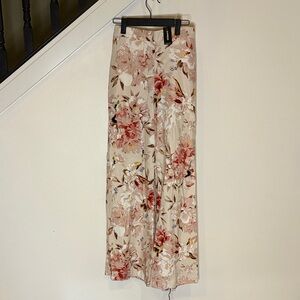 Express Floral Print Pants in Pink and Cream